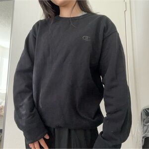 CHAMPION Black Crewneck Pullover Sweatshirt Hoodie